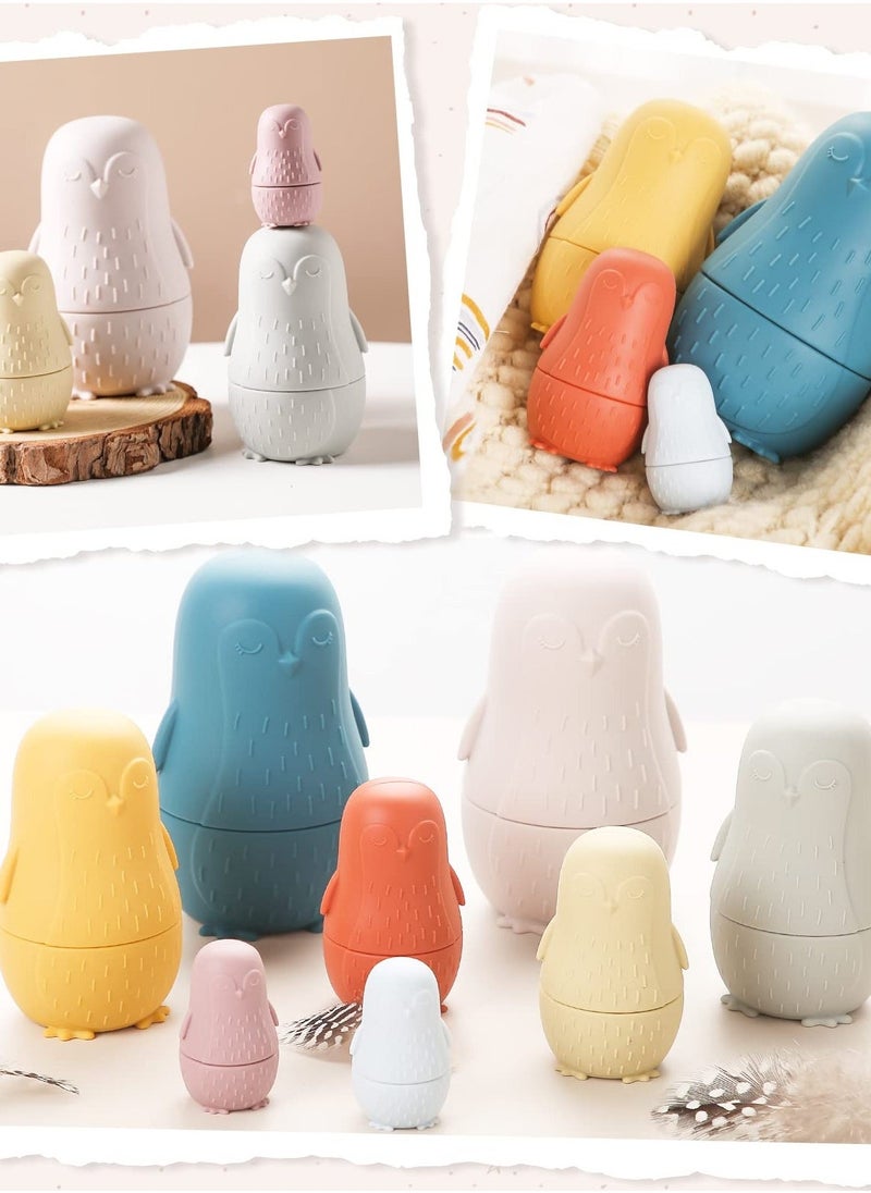 Nesting Dolls, Russian Silicone Nesting Dolls for Toddlers, Doll Montessori Educational Toy, Penguin Stacking Nesting Doll Toys, Gift for Kids 3 Years Up - Image 3